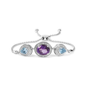 .925 Sterling Silver Oval Amethyst and Pear